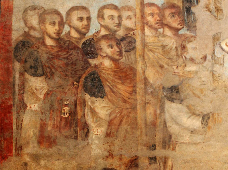 Высшие офицеры и гвардейцы императора Диоклетиана. Фреска из Луксора, Египет, кон. III в.