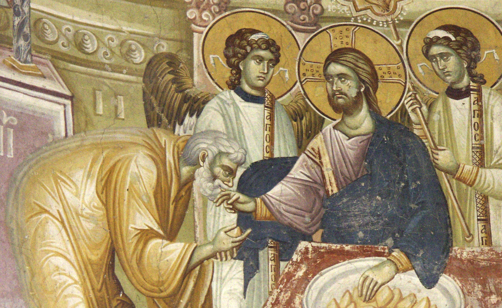 Евхаристия, фреска, 14 в. Монастырь свм. Георгия, Северная Македония
