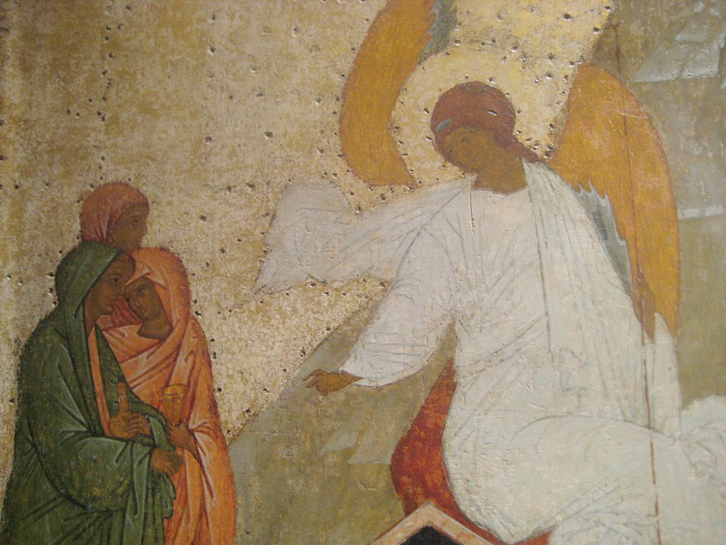 Ангел и жены-мироносицы. Из иконостаса Успенского собора Кирилло-Белозерского монастыря