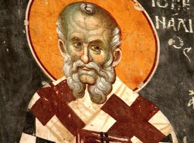 Святитель Ювеналий, Патриарх Иерусалимский. Фреска церкви Святого Георгия в Старо Нагоричино, Македония. 1316 — 1318 годы