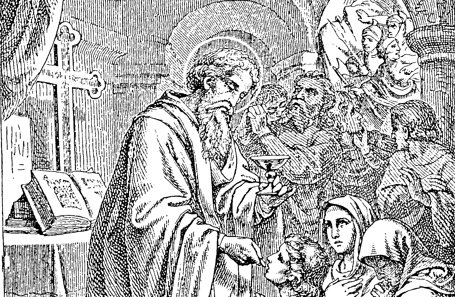 Папа Римский Стефан, иллюстарция из книги «Жития святых» (1883 г.)