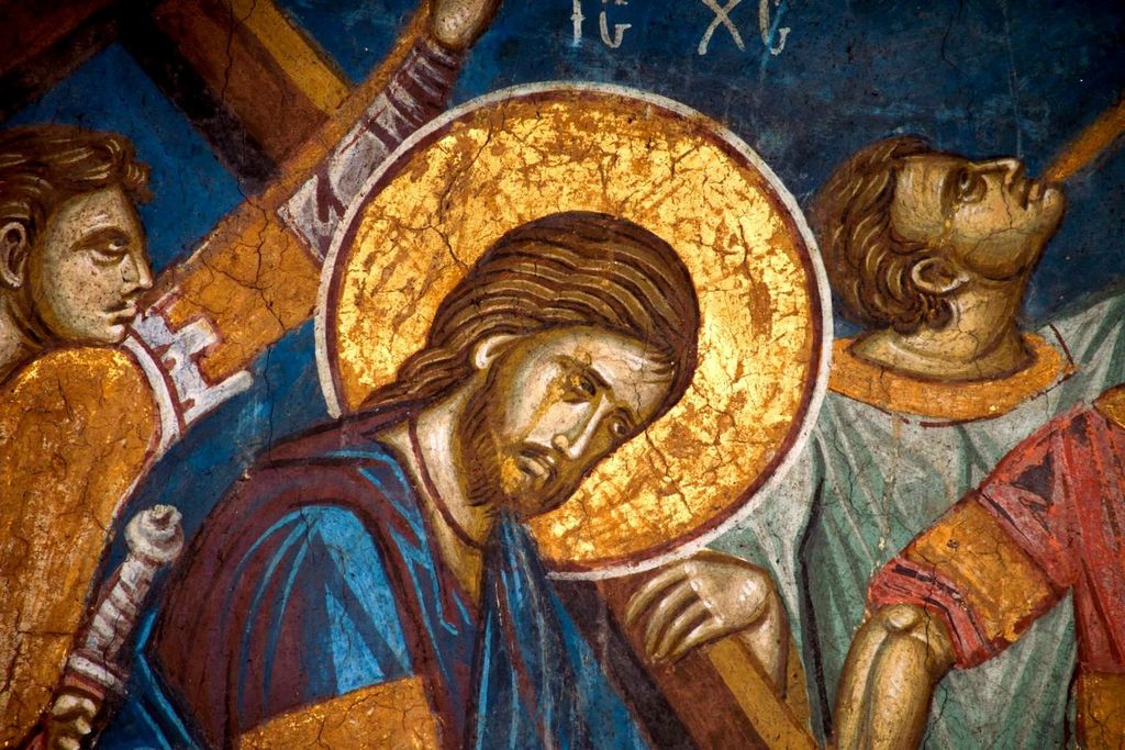 Несение Креста. Фреска монастыря Высокие Дечаны, Косово, Сербия. Около 1350 года. Фрагмент