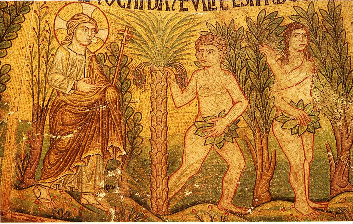 Изгнание Адама и Евы из рая. Мозаика из купола со сценами сотворения мира, собор святого Марка, Италия