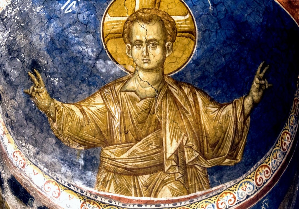 Христос Эммануил. Фреска монастыря Высокие Дечаны, Косово и Метохия, Сербия
