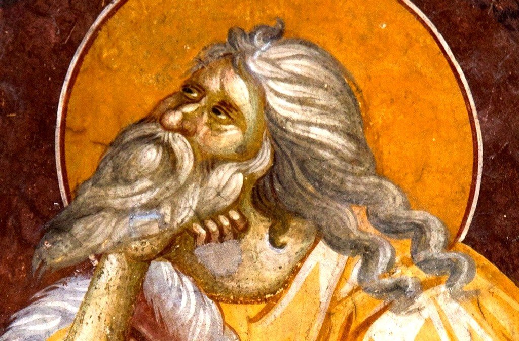 Святой Пророк Божий Илия в пустыне. Фреска монастыря Грачаница, Косово, Сербия. Около 1320 г.