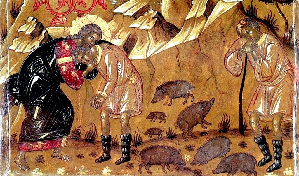 Неделя о блудном сыне. Икона XVI века. Сербский монастырь Хиландар на Афоне. Фрагмент