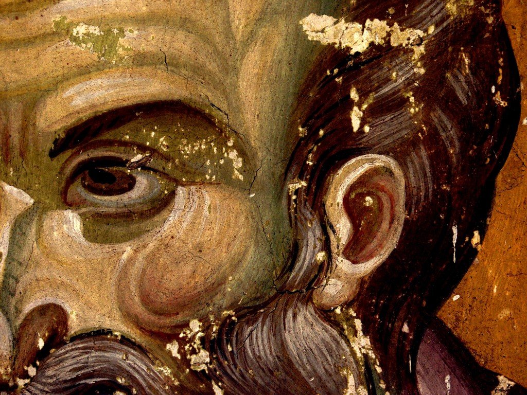 Святой Апостол Павел. Фреска храма Протатон (Протат) на Святой Горе Афон. Конец XIII века