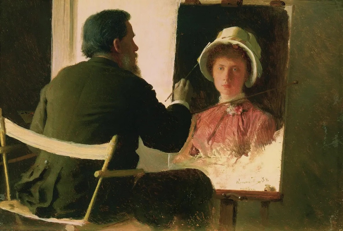 Крамской, пишущий портрет своей дочери. Автопортрет, 1884 г. 