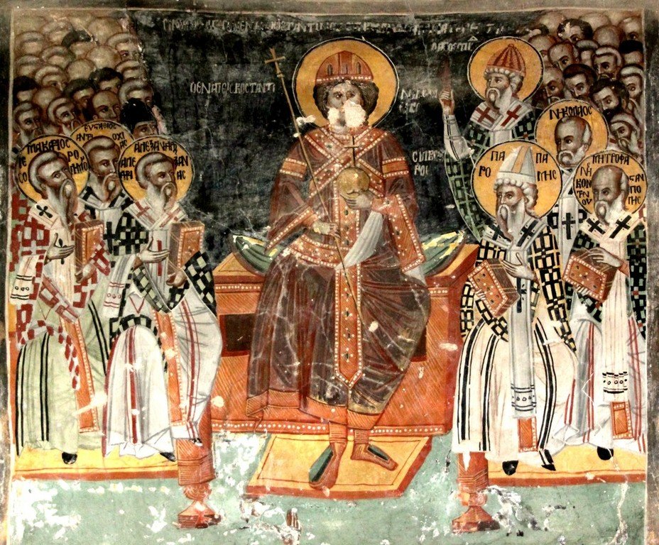 Первый Вселенский Собор. Фреска церкви Святого Созомена в Галате на Кипре