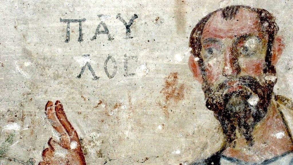 Апостол Павел. Фреска пещеры Святых Павла и Феклы в Маалуле, Сирия. VI век
