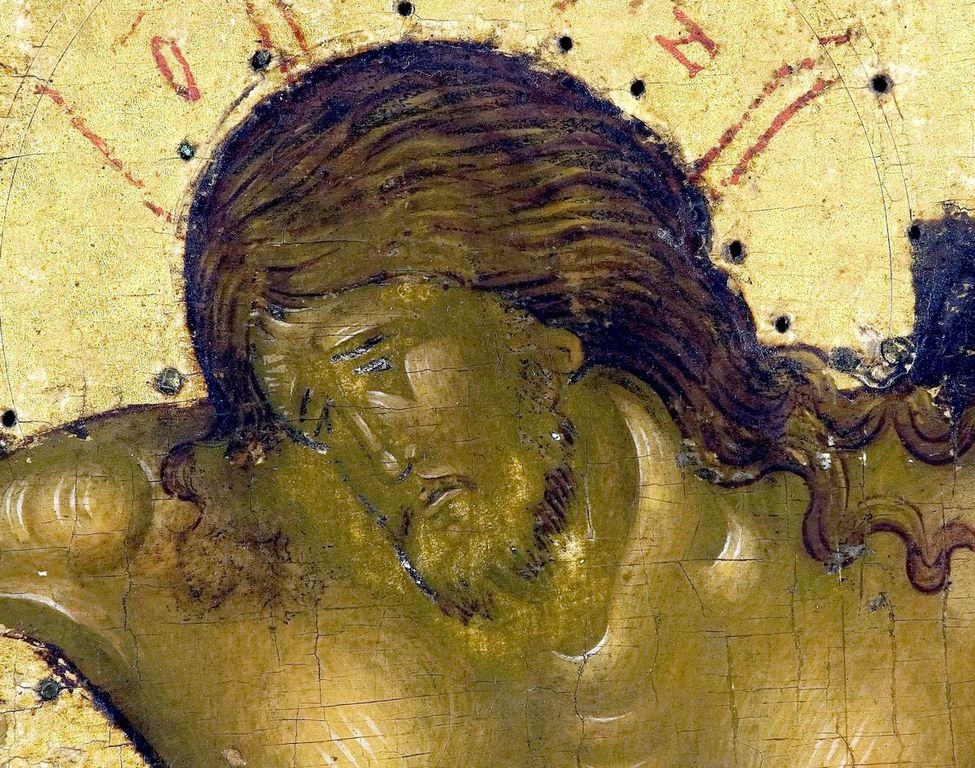 Распятие Господне. Икона из иконостаса Успенского собора Кирилло-Белозерского монастыря. Около 1497 года. Фрагмент