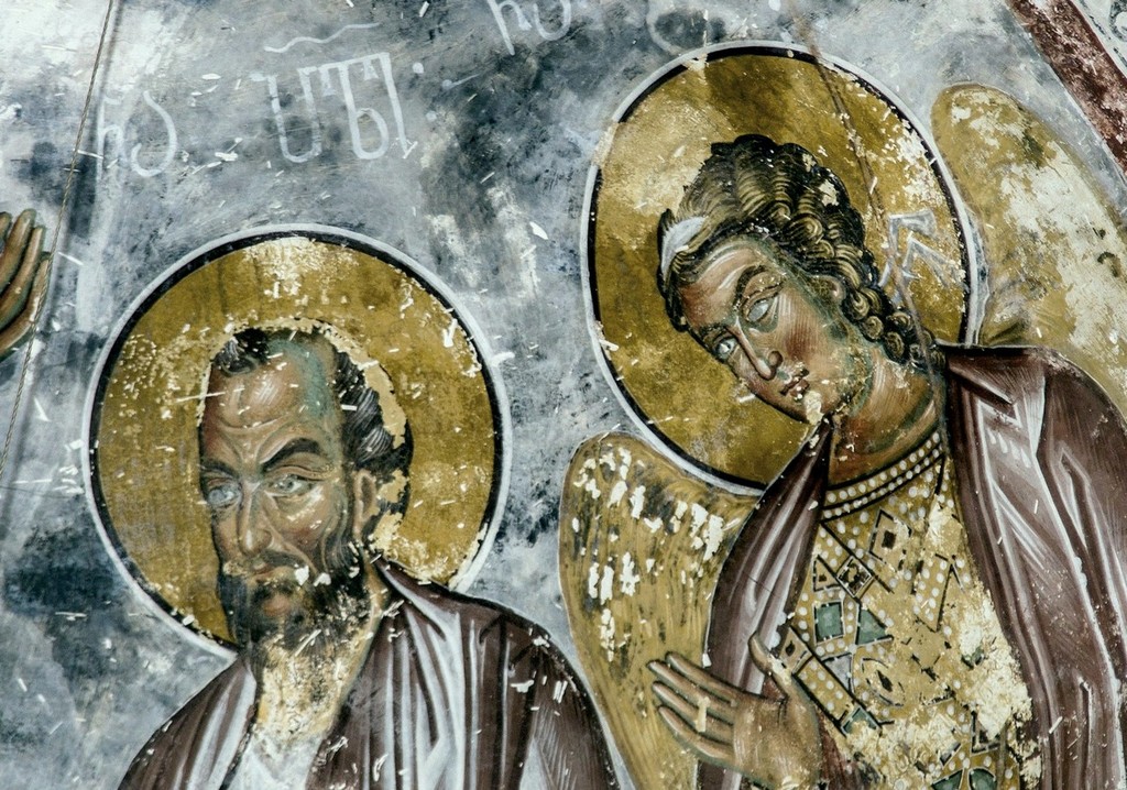 Апостол Павел и Архангел Гавриил. Фреска собора Христа Спасителя в Цаленджихе, Грузия