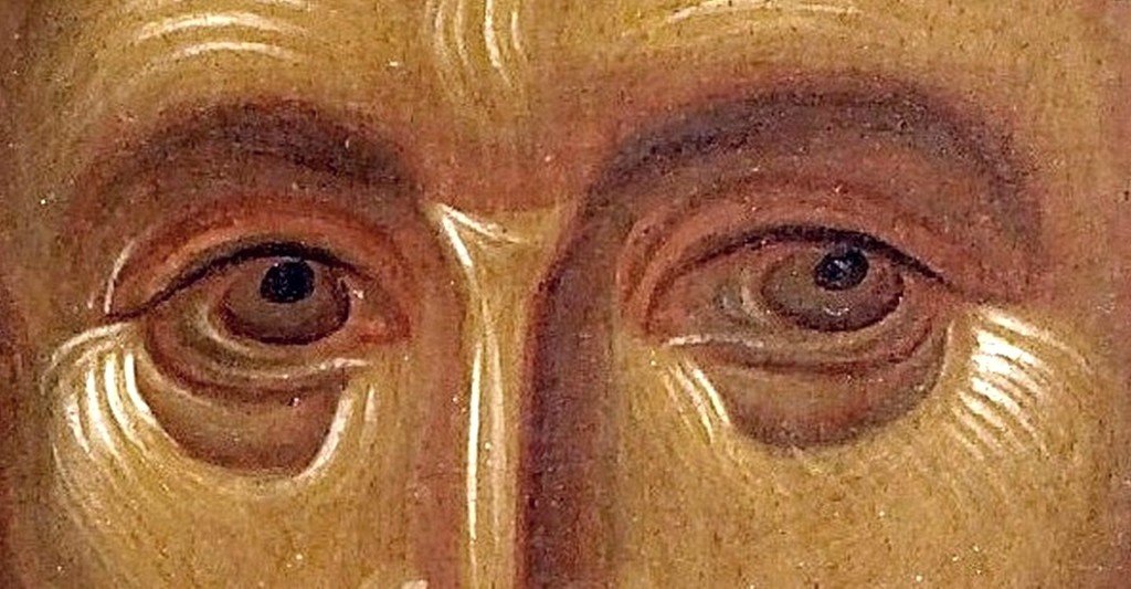 Святитель Иоанн Златоуст. Византийская икона XIII века. Монастырь Ватопед на Афоне. Фрагмент