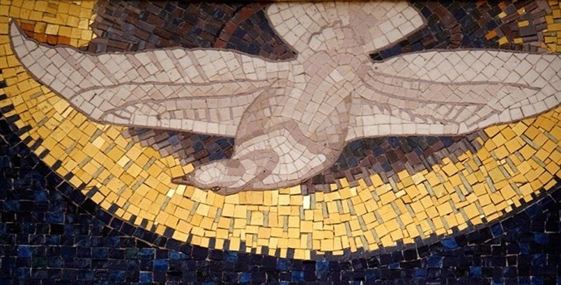 Bright wings: Holy Spirit mosaic, Vienna, Austria