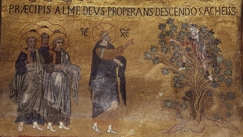 Иисус и Закхей. Собор Святого Марка. Мозаика, XI век
