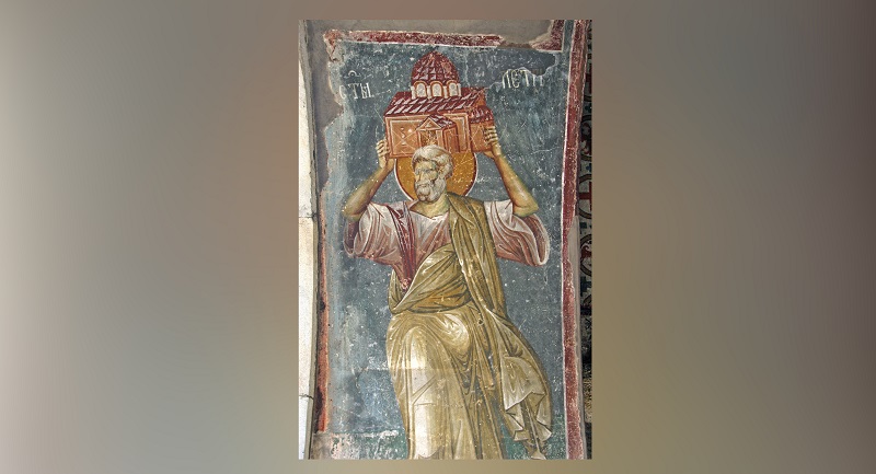 Апостол Петр. Фреска 14 века. Монастырь Зица, Сербия